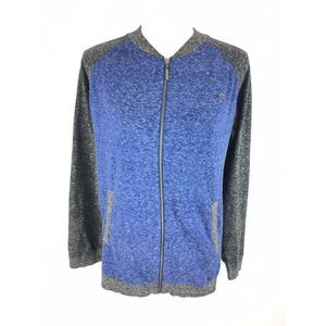 Adolfo Dominguez Full Zip Sweatshirt Jacket Sz 14 Blue Gray Marled‎ Heather Euc